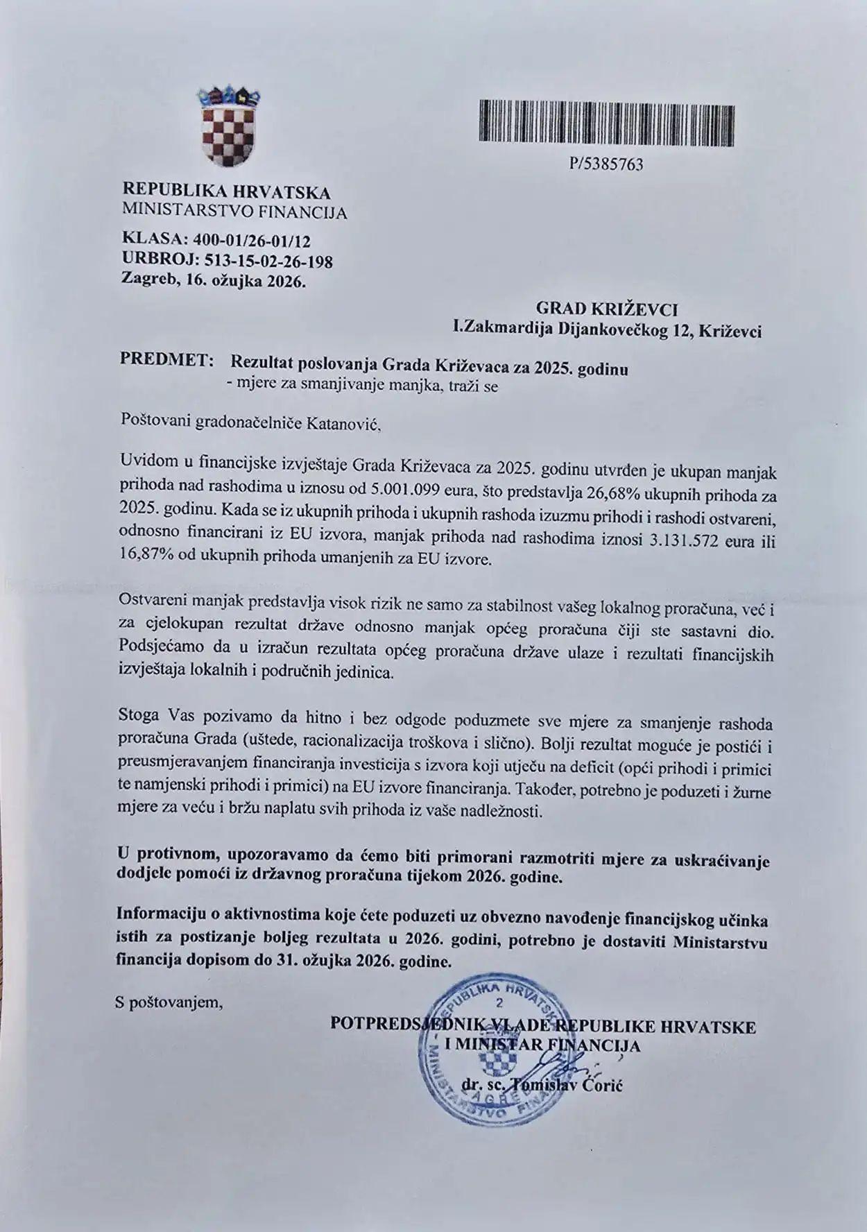 Dopis iz Ministarstva